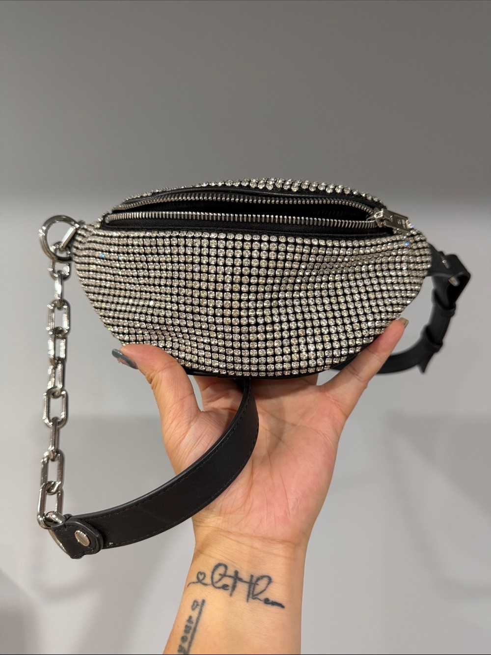 Alexander Wang Crystal Rhinestone Silver Belt Bag - Women